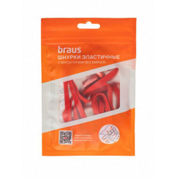 Шнурки для обуви BRAUS 100 см. эластичные с фиксатором КРАСНЫЕ