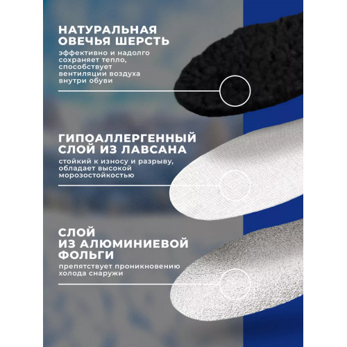 Стельки зимние ALU MIS BLACK, цвет черный размер 35-45