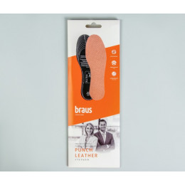 BRAUS Стельки Leather Carbon (кожа+латекс с активир. углем) БЕЖЕВЫЕ р.45-46 