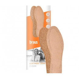 BRAUS Стельки Leather CORK (кожа+натуральная пробка)БЕЖЕВЫЕ р.45-46 (45-46) 